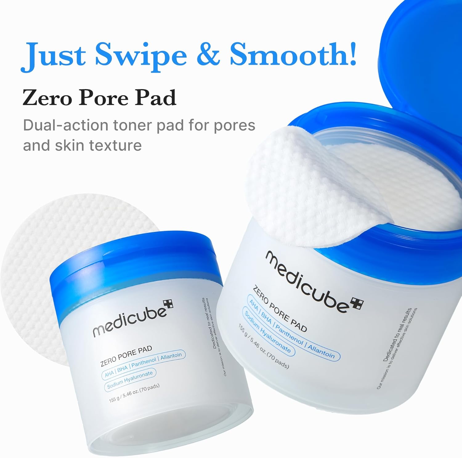 Medicube Zero Pore Pads 2.0 – Korean Dual-Textured Toner Pads with 4.5% AHA & 0.45% BHA | Exfoliation & Pore Care | 70 Pads - Image 3