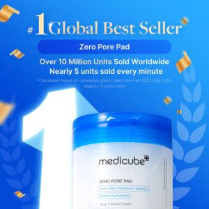 Medicube Zero Pore Pads 2.0 – Korean Dual-Textured Toner Pads with 4.5% AHA & 0.45% BHA | Exfoliation & Pore Care | 70 Pads