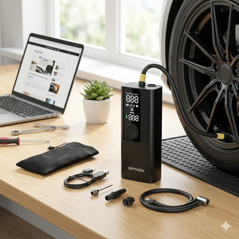 Airmoto tire inflator cordless air compressor with digital pressure display