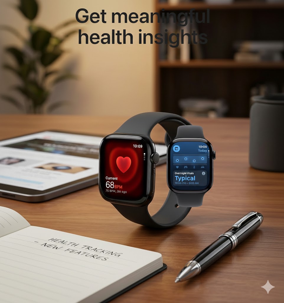 Apple Watch Series 11 GPS 46mm in Jet Black aluminum case with Black Sport Band (M/L)