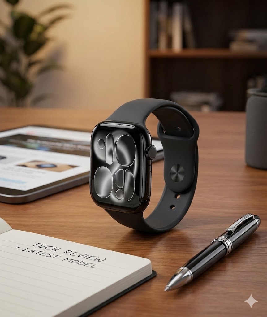 Apple Watch Series 11 GPS 46mm Jet Black aluminum case with Black Sport Band (M/L)